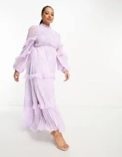 ASOS DESIGN Curve - Vestito Lungo Accollato A Pieghe Arricciato Con Volant Sui Bordi E Motivo Cachemire -Vendite ASOS Maternity || RIVER ISLAND || Monki 204541907 3