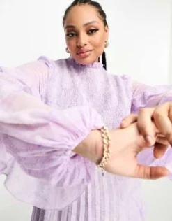 ASOS DESIGN Curve - Vestito Lungo Accollato A Pieghe Arricciato Con Volant Sui Bordi E Motivo Cachemire -Vendite ASOS Maternity || RIVER ISLAND || Monki 204541907 4