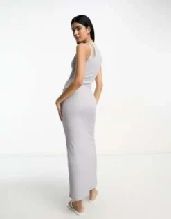 ASOS DESIGN - Vestito Midi Senza Maniche Grigio Slavato A Coste Con Cut-out -Vendite ASOS Maternity || RIVER ISLAND || Monki 204542470 2