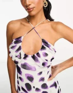 Vila Petite - Vestito Lungo Con Spalline Sottili Viola Con Stampa Sfocata A Pois -Vendite ASOS Maternity || RIVER ISLAND || Monki 204546489 3