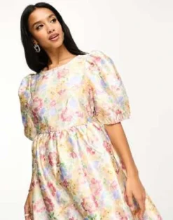 Vila Petite - Vestito Per Il Ballo Di Fine Anno Midi A Fiori In Tonalità Pastello Jacquard Lucido -Vendite ASOS Maternity || RIVER ISLAND || Monki 204546514 3