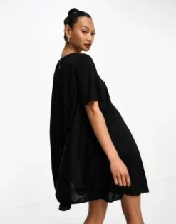 ASOS DESIGN - Vestito Corto A Trapezio Nero A Pieghe Con Maniche Corte -Vendite ASOS Maternity || RIVER ISLAND || Monki 204546585 4