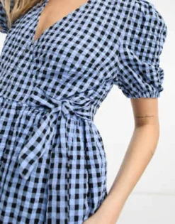 Monki - Vestito Midi A Maniche Corte Blu A Quadretti -Vendite ASOS Maternity || RIVER ISLAND || Monki 204550351 3