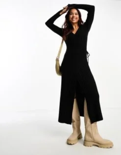 ASOS DESIGN - Vestito Midi In Maglia Nero A Portafoglio -Vendite ASOS Maternity || RIVER ISLAND || Monki 204556963 3