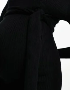 ASOS Maternity ASOS DESIGN Maternity - Vestito Midi In Maglia A Portafoglio Nero -Vendite ASOS Maternity || RIVER ISLAND || Monki 204558714 3