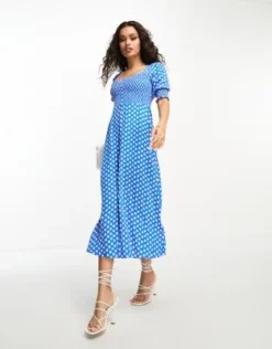 Whistles Petite - Vestito Midi Milkmaid Blu E Rosa A Fiori -Vendite ASOS Maternity || RIVER ISLAND || Monki 204561474 4