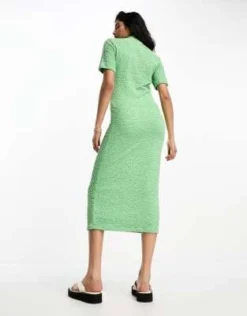 Selected Femme - Vestito Midi In Jersey Testurizzato Verde Con Zip Sullo Scollo -Vendite ASOS Maternity || RIVER ISLAND || Monki 204572722 3