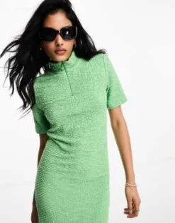 Selected Femme - Vestito Midi In Jersey Testurizzato Verde Con Zip Sullo Scollo -Vendite ASOS Maternity || RIVER ISLAND || Monki 204572722 4