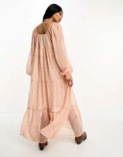 ASOS DESIGN - Vestito Grembiule Midi A Balze In Chiffon Con Stampa Di Margherite, Scollo A V E Maniche Lunghe -Vendite ASOS Maternity || RIVER ISLAND || Monki 204572928 2