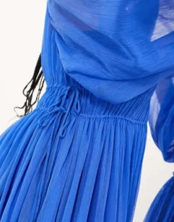 ASOS EDITION Curve - Vestito Lungo Arricciato Blu Acceso Raccolto In Vita Con Coulisse -Vendite ASOS Maternity || RIVER ISLAND || Monki 204581331 3