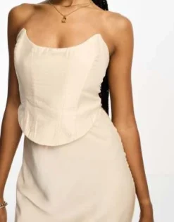 ASOS DESIGN Tall - Vestito Sottoveste Lungo A Fascia Oro Con Dettaglio Stile Corsetto E Tessuto A Contrasto -Vendite ASOS Maternity || RIVER ISLAND || Monki 204597552 3