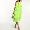 Y.A.S Petite - Vestito Midi Con Spalline Sottili A Balze Verde