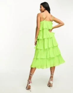 Y.A.S Petite - Vestito Midi Con Spalline Sottili A Balze Verde -Vendite ASOS Maternity || RIVER ISLAND || Monki 204600358 4