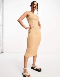 Vero Moda - Vestito Midi In Jersey Color Pietra -Vendite ASOS Maternity || RIVER ISLAND || Monki 204604108 4