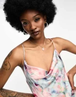 Object Tall - Vestito Sottoveste Midi In Raso Rosa Sfumato Con Stampa Effetto Acquerello -Vendite ASOS Maternity || RIVER ISLAND || Monki 204608703 3