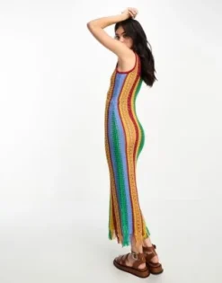 Reclaimed Vintage - Vestito In Maglia A Righe Con Fondo Sfrangiato -Vendite ASOS Maternity || RIVER ISLAND || Monki 204618065 4