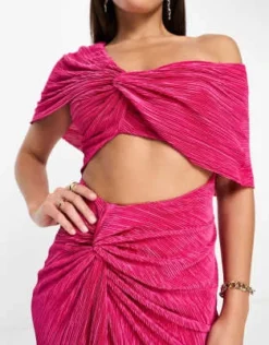 ASOS DESIGN Tall - Vestito Lungo Plissé Due In Uno Con Una Spalla Scesa Rosa Acceso -Vendite ASOS Maternity || RIVER ISLAND || Monki 204618181 3