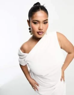 ASOS DESIGN Curve - Vestito Midi Color Avorio Con Spalle Scivolate Testurizzato -Vendite ASOS Maternity || RIVER ISLAND || Monki 204618182 3