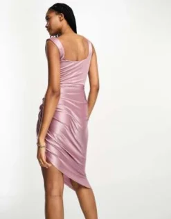 ASOS DESIGN Tall - Vestito Midi Drappeggiato A Corsetto Con Scollo Ad Anello Color Orchidea -Vendite ASOS Maternity || RIVER ISLAND || Monki 204618457 2