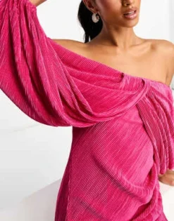 ASOS DESIGN Petite - Vestito Midi Plissé Rosa Con Strato Sovrapposto E Schiena Scoperta -Vendite ASOS Maternity || RIVER ISLAND || Monki 204624215 3