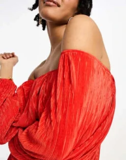 ASOS DESIGN Tall - Vestito Midi Plissé Arancione Con Strato Sovrapposto E Schiena Scoperta -Vendite ASOS Maternity || RIVER ISLAND || Monki 204624225 3