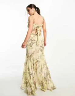 ASOS DESIGN Petite - Vestito Lungo Asimmetrico Verde A Fiori Vintage Con Bottoni E Volant -Vendite ASOS Maternity || RIVER ISLAND || Monki 204624682 3