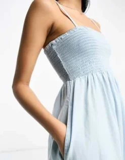 ASOS DESIGN - Vestito Midi A Fascia In Denim Morbido Lavaggio Azzurro -Vendite ASOS Maternity || RIVER ISLAND || Monki 204630584 3