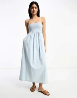 ASOS DESIGN - Vestito Midi A Fascia In Denim Morbido Lavaggio Azzurro -Vendite ASOS Maternity || RIVER ISLAND || Monki 204630584 4