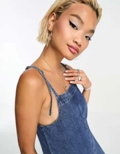 Object - Vestito Midi Di Jeans Blu Con Fibbie Sulle Spalline -Vendite ASOS Maternity || RIVER ISLAND || Monki 204633380 3