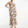 ASOS DESIGN - Vestito Midi Monospalla In Viscosa Con Stampa A Fiori