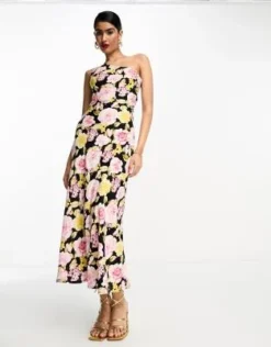 ASOS DESIGN - Vestito Midi Monospalla In Viscosa Con Stampa A Fiori -Vendite ASOS Maternity || RIVER ISLAND || Monki 204635489 4