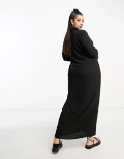 ASOS DESIGN Curve - Vestito Camicia Lungo Nero Con Bottoni -Vendite ASOS Maternity || RIVER ISLAND || Monki 204635972 3