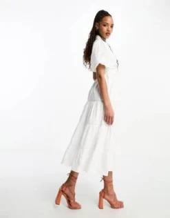 Nobody's Child - Collective Jessie - Vestito Midi In Pizzo Color Porcellana Con Cintura -Vendite ASOS Maternity || RIVER ISLAND || Monki 204640583 4