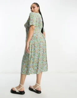 Nobody's Child Plus - Alexa - Vestito Midi Arricciato Verde A Fiori Vintage -Vendite ASOS Maternity || RIVER ISLAND || Monki 204640706 3