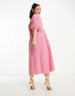 Nobody's Child Petite - Kylie - Vestito Midi Rosa E Rosso A Quadretti -Vendite ASOS Maternity || RIVER ISLAND || Monki 204642971 3
