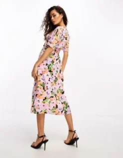 Nobody's Child Petite - Alexa - Vestito Midi Arancione E Viola A Fiori -Vendite ASOS Maternity || RIVER ISLAND || Monki 204642972 3