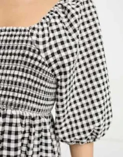 Nobody's Child Petite - Kylie - Vestito Grembiule Corto Monocromatico A Quadretti -Vendite ASOS Maternity || RIVER ISLAND || Monki 204642990 3