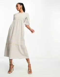 Nobody's Child Petite - Rachel - Vestito Grembiule Midi Blu E Giallo A Quadri -Vendite ASOS Maternity || RIVER ISLAND || Monki 204643005 3