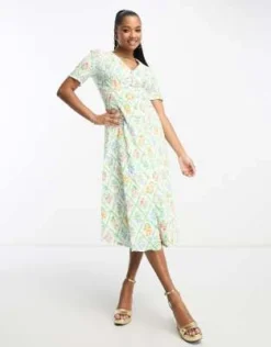 Nobody's Child Petite - Alexa - Vestito Midi In Pizzo Color Avorio Con Stampa Fantasia -Vendite ASOS Maternity || RIVER ISLAND || Monki 204643315 4