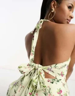 Nobody's Child Petite - Holly - Vestito Midi Accollato Color Crema A Fiori -Vendite ASOS Maternity || RIVER ISLAND || Monki 204643326 3