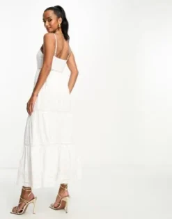 Nobody's Child Petite - Sylvia - Vestito A Canottiera Con Gonna Al Polpaccio In Cotone Color Avorio -Vendite ASOS Maternity || RIVER ISLAND || Monki 204643334 4