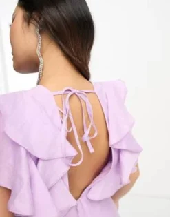 Nobody's Child Petite - Vestito Lilla Con Gonna Al Polpaccio E Volant -Vendite ASOS Maternity || RIVER ISLAND || Monki 204643343 3