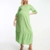 Nobody's Child Maternity - Rachel - Vestito Grembiule Midi Verde A Fiori