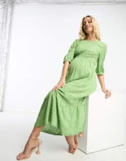 Nobody's Child Maternity - Rachel - Vestito Grembiule Midi Verde A Fiori -Vendite ASOS Maternity || RIVER ISLAND || Monki 204645300 4