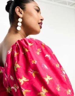 Something New Curve - Vestito Midi Rosa Con Maniche A Sbuffo E Stampa Di Farfalle -Vendite ASOS Maternity || RIVER ISLAND || Monki 204651643 3