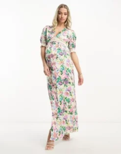 Hope & Ivy Maternity - Vestito Lungo Avvolgente Con Volant A Fiori Blu -Vendite ASOS Maternity || RIVER ISLAND || Monki 204656405 4