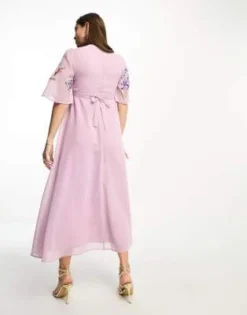 Hope & Ivy Maternity - Vestito Lungo Lilla Ricamato Con Scollo Profondo -Vendite ASOS Maternity || RIVER ISLAND || Monki 204656444 2