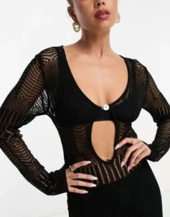 Style Cheat - Vestito A Maniche Lunghe All'uncinetto Nero Con Gonna Al Polpaccio -Vendite ASOS Maternity || RIVER ISLAND || Monki 204657716 3