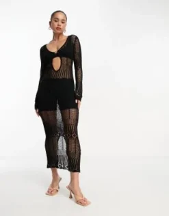 Style Cheat - Vestito A Maniche Lunghe All'uncinetto Nero Con Gonna Al Polpaccio -Vendite ASOS Maternity || RIVER ISLAND || Monki 204657716 4