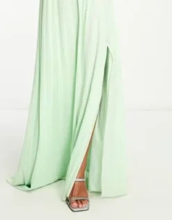 ASOS DESIGN Petite - Vestito Lungo In Rete Allacciato Al Collo Verde Salvia -Vendite ASOS Maternity || RIVER ISLAND || Monki 204662904 3